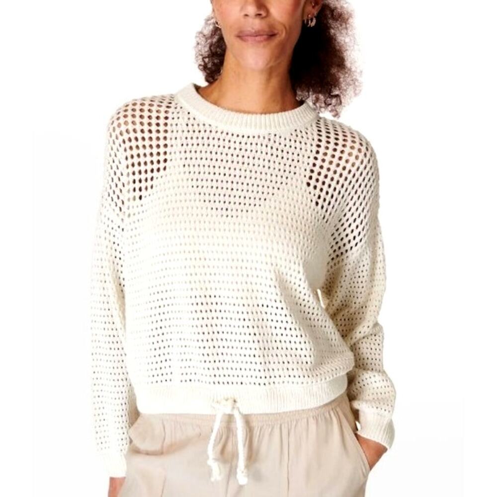 Sweaty Betty Women's Lily White Tides High Open Weave Jumper Size 12